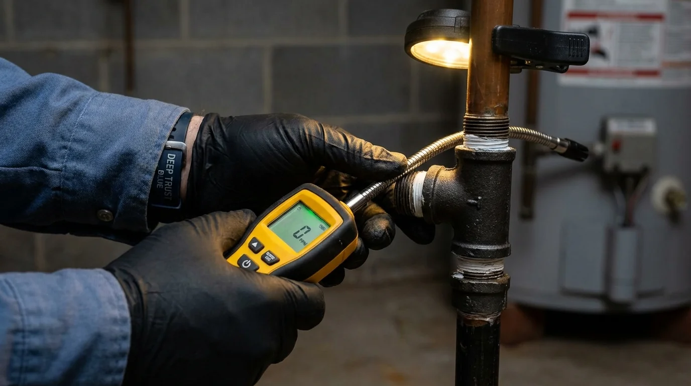 Gas leak detection with electronic sniffer by Johns Plumbing LLC in Cedar Lake