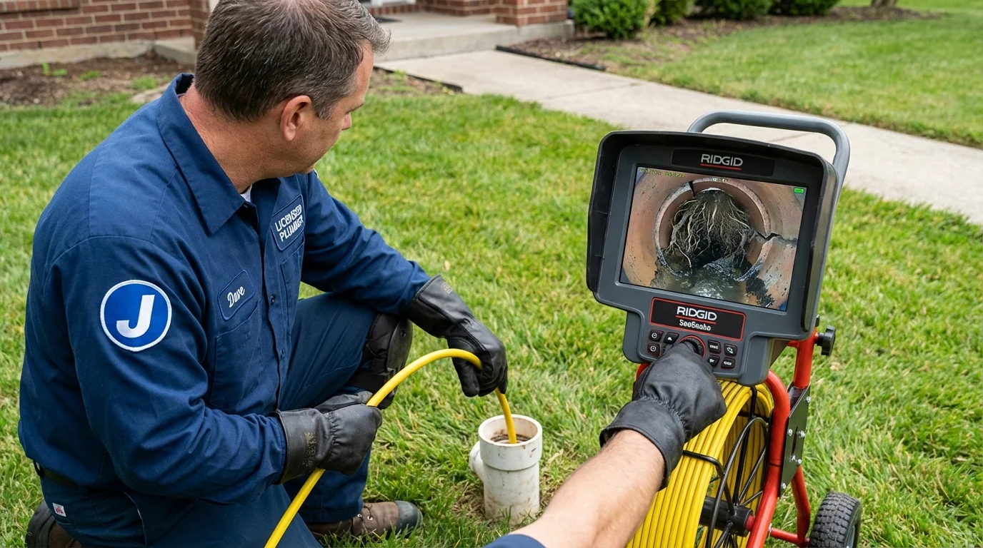 Sewer camera inspection being performed by Johns Plumbing LLC in Cedar Lake
