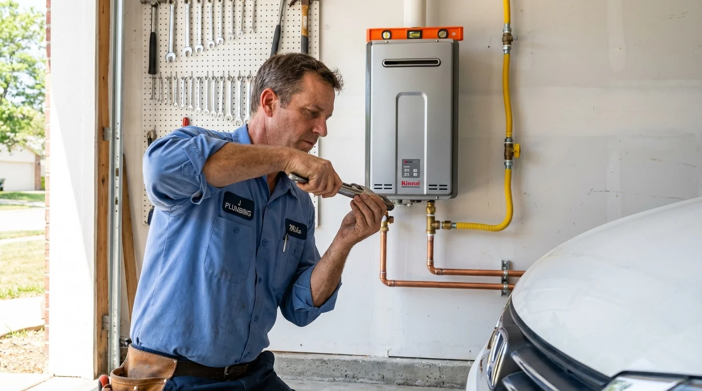 Tankless water heater installation by a Johns Plumbing LLC plumber in Cedar Lake